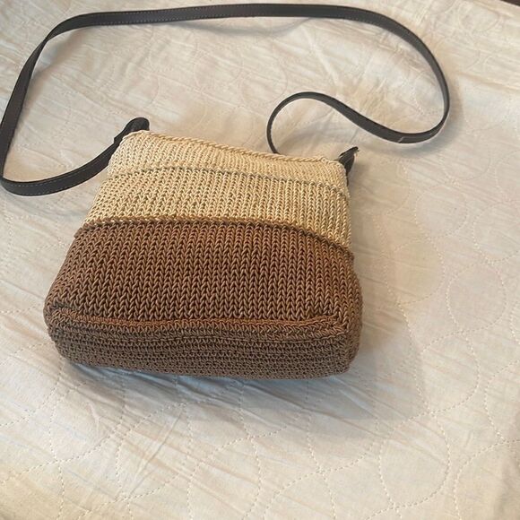 Vintage Liz Claiborne Macrame Beige/Browns Crossbody Bag - Picture 1 of 3